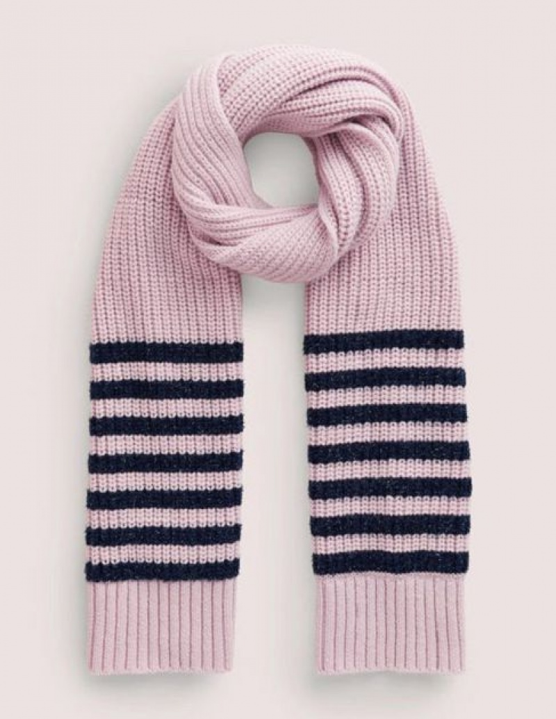 Pink Women's Boden Chunky Stripe Scarf | 72130UXLE