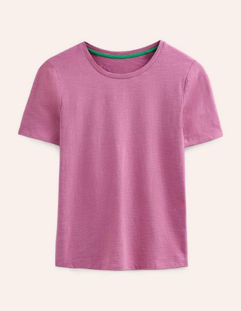 Pink Women's Boden Cotton Crew Neck T-Shirt | 59180WMCA