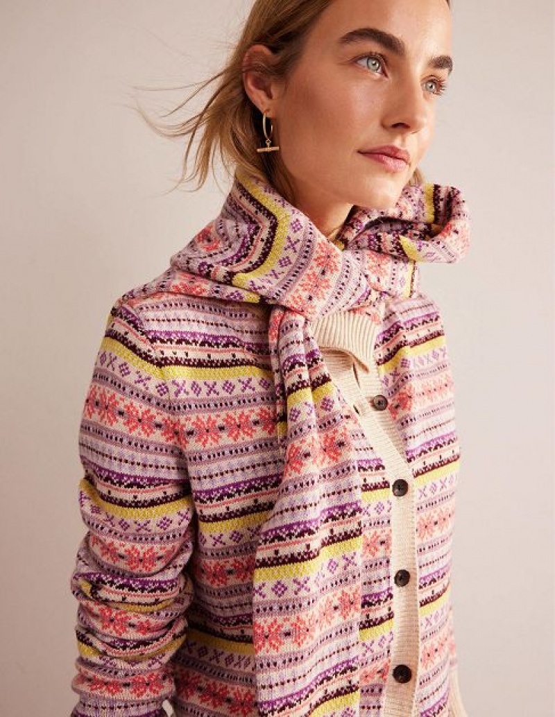 Pink Women's Boden Edie Fair Isle Cardigan | 10723KNBO