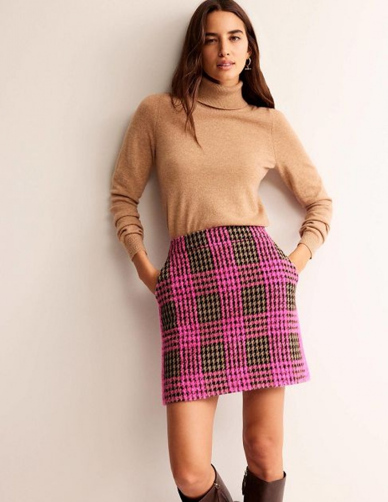 Pink Women\'s Boden Estella Check Skirts | 82965EUMO