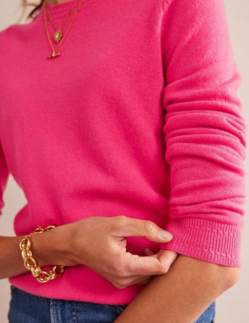 Pink Women's Boden Eva Cashmere Crew Neck Sweaters | 13598KQBM