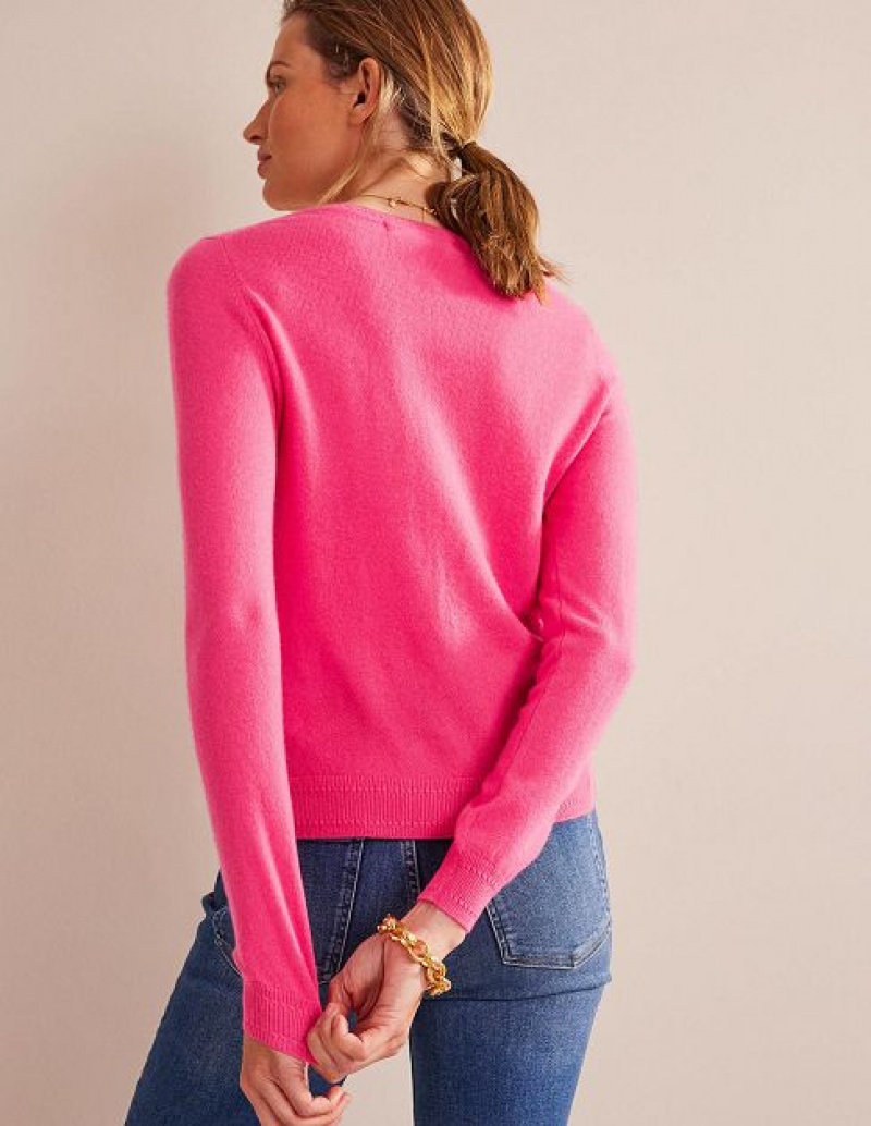 Pink Women's Boden Eva Cashmere Crew Neck Sweaters | 13598KQBM