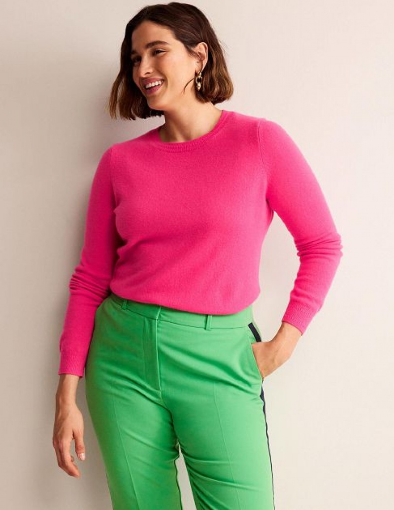 Pink Women's Boden Eva Cashmere Crew Neck Sweaters | 13598KQBM