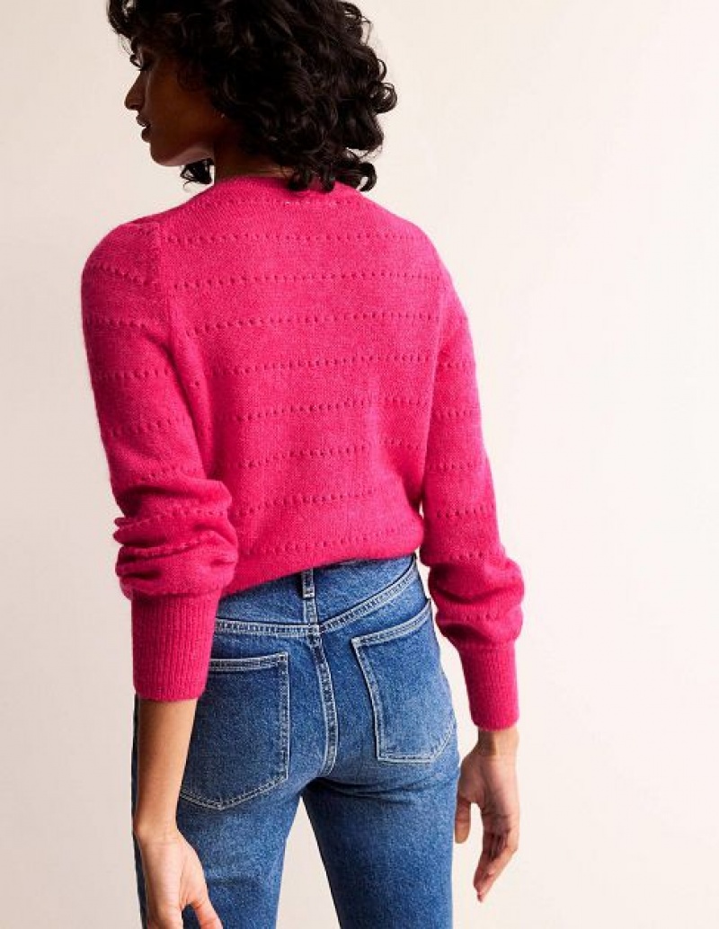 Pink Women's Boden Fluffy Textured Cardigan | 79281JSXV