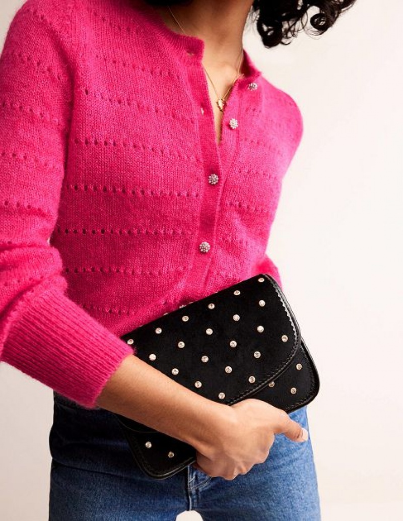 Pink Women's Boden Fluffy Textured Cardigan | 79281JSXV