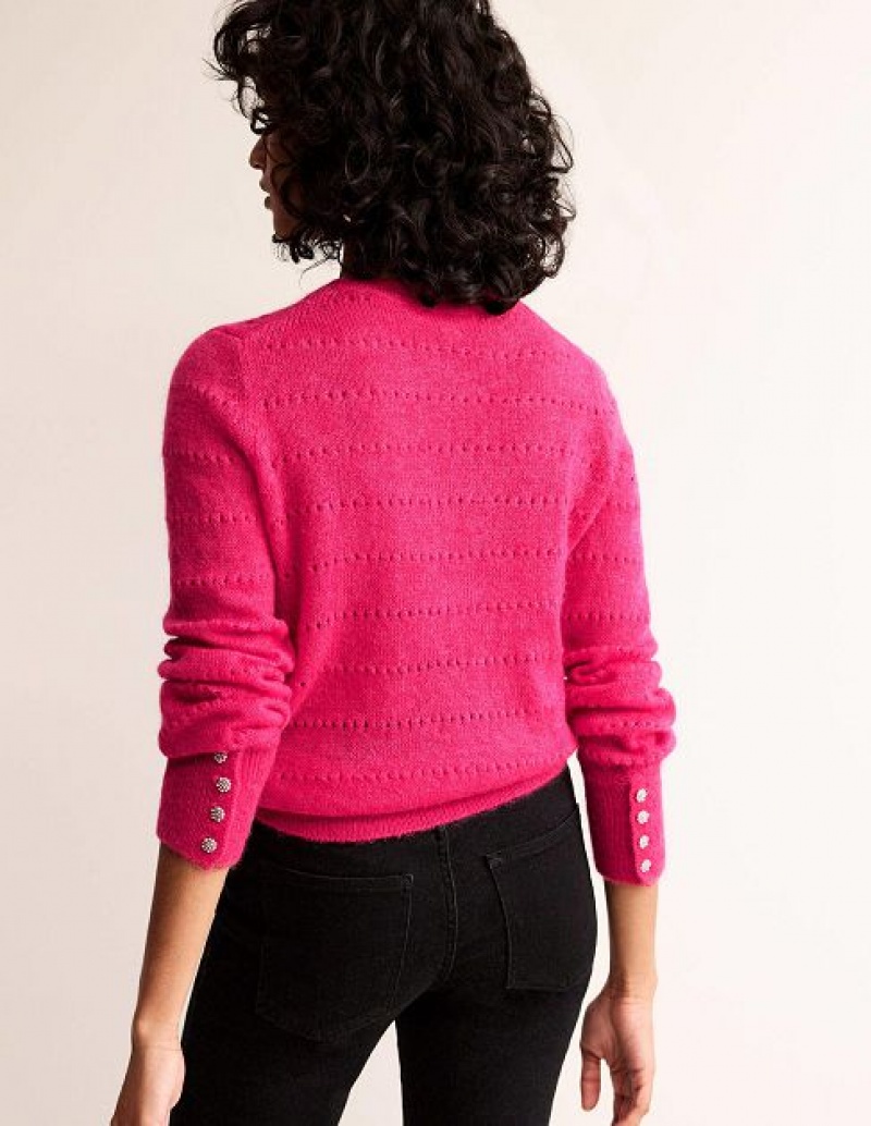 Pink Women's Boden Fluffy Textured Sweaters | 40692OPGC