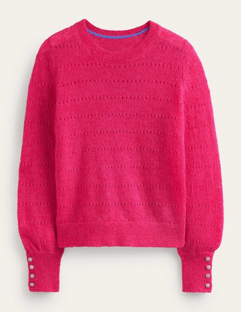 Pink Women's Boden Fluffy Textured Sweaters | 40692OPGC