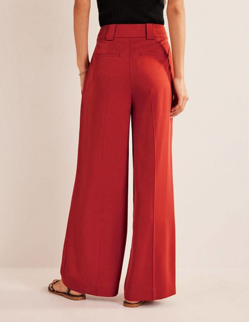 Pink Women's Boden Islington Wide Leg Pants | 48639VNPZ