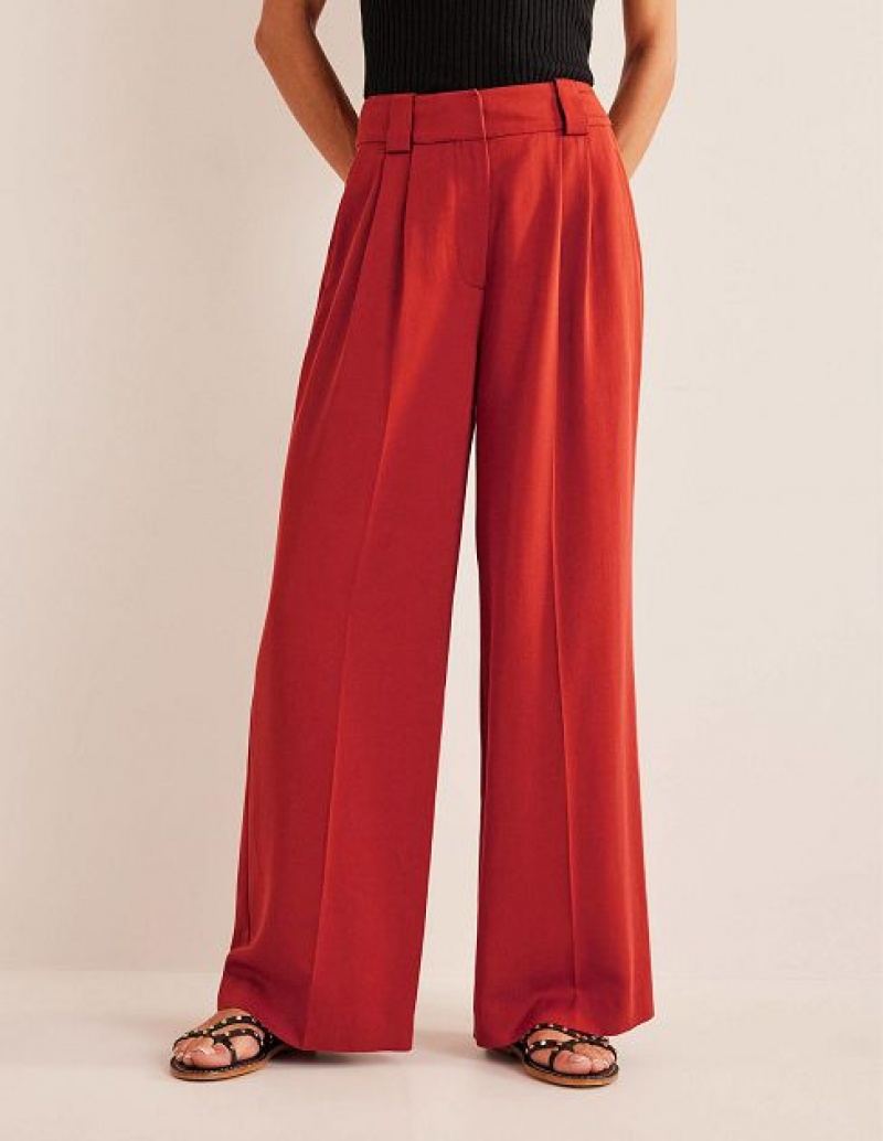 Pink Women's Boden Islington Wide Leg Pants | 48639VNPZ