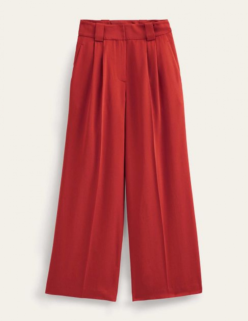 Pink Women's Boden Islington Wide Leg Pants | 48639VNPZ