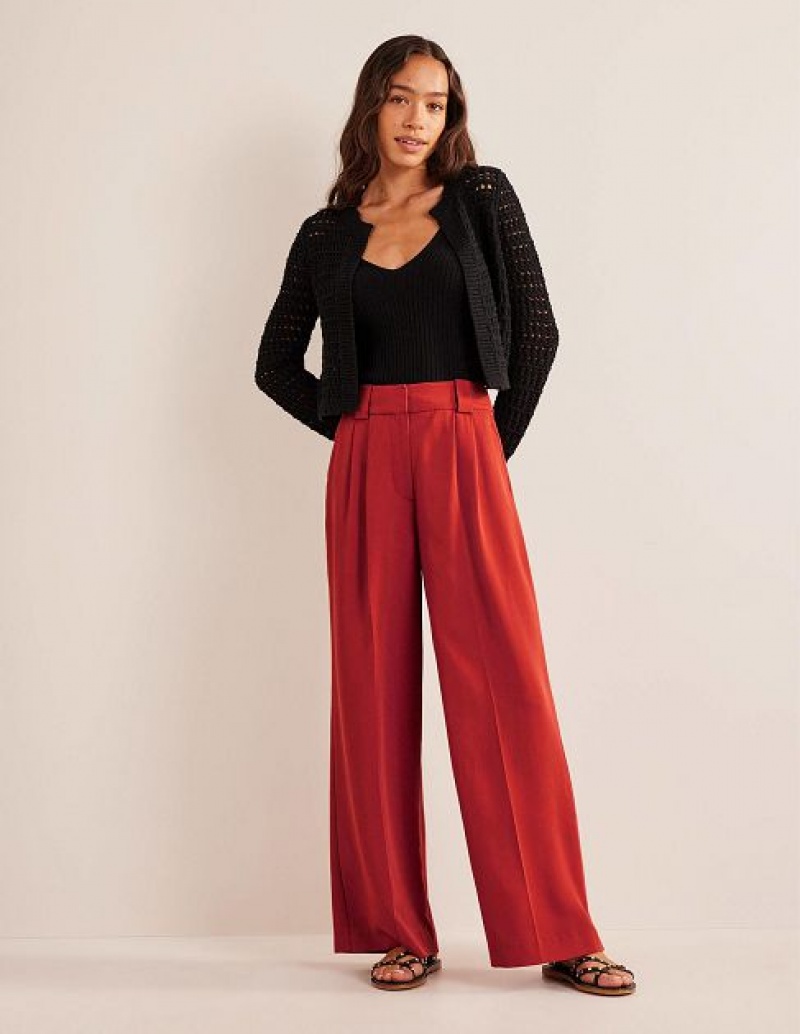 Pink Women\'s Boden Islington Wide Leg Pants | 48639VNPZ