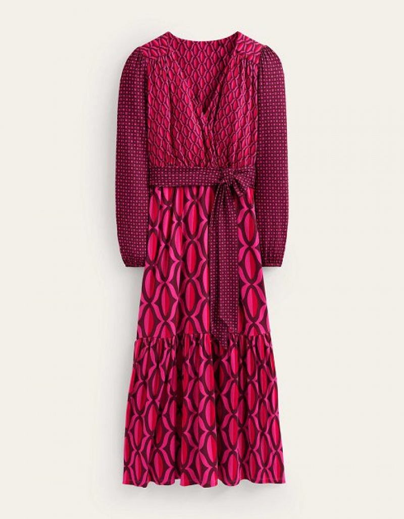 Pink Women's Boden Jersey Maxi Wrap Dress | 03912WZOP