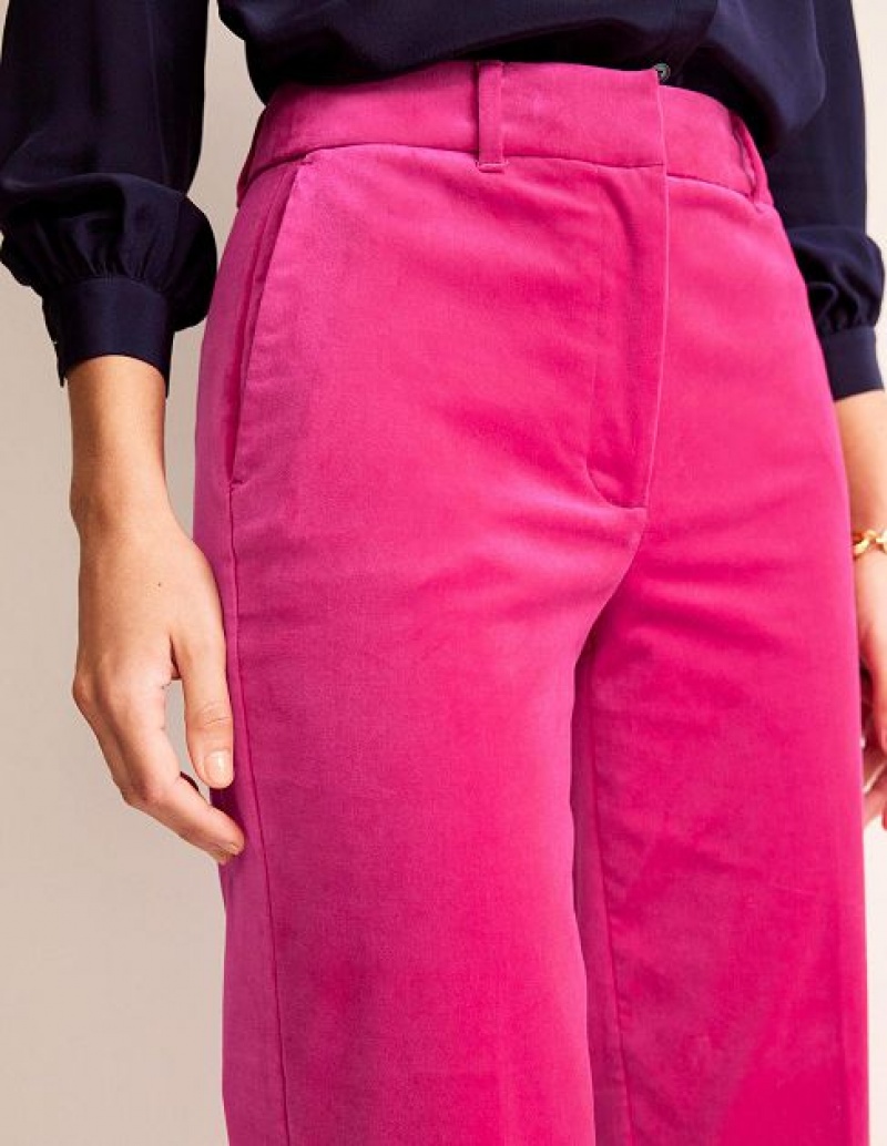 Pink Women's Boden Kew Velvet Pants | 76389FPJY