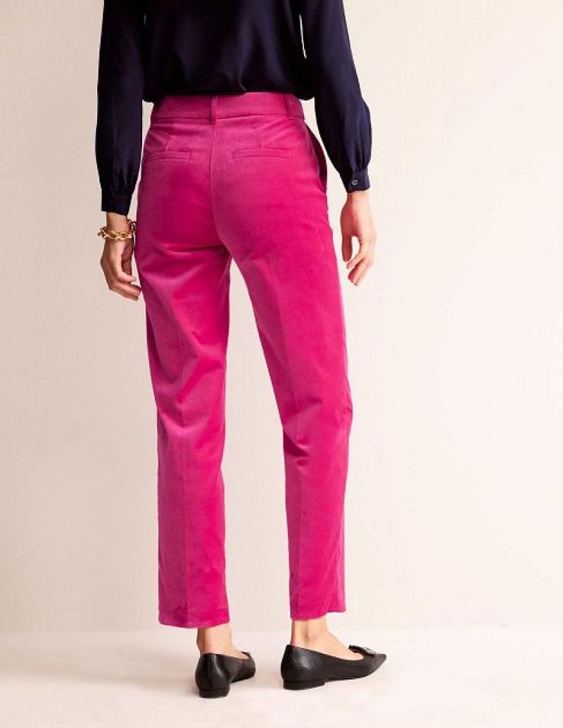 Pink Women's Boden Kew Velvet Pants | 76389FPJY