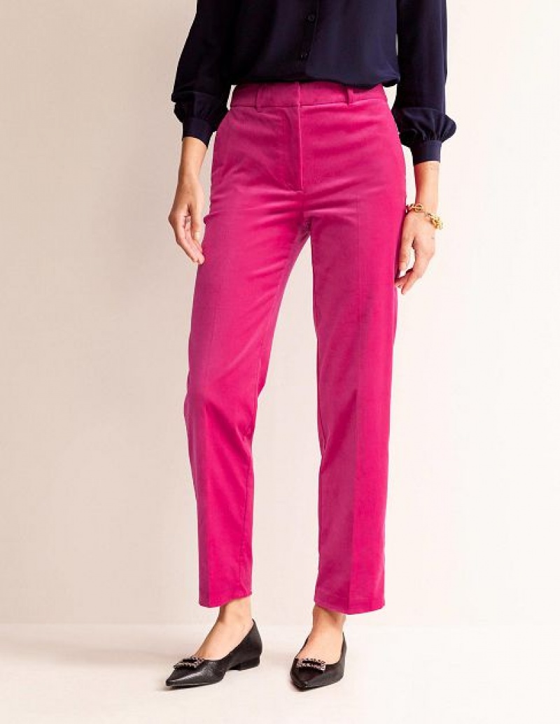 Pink Women's Boden Kew Velvet Pants | 76389FPJY