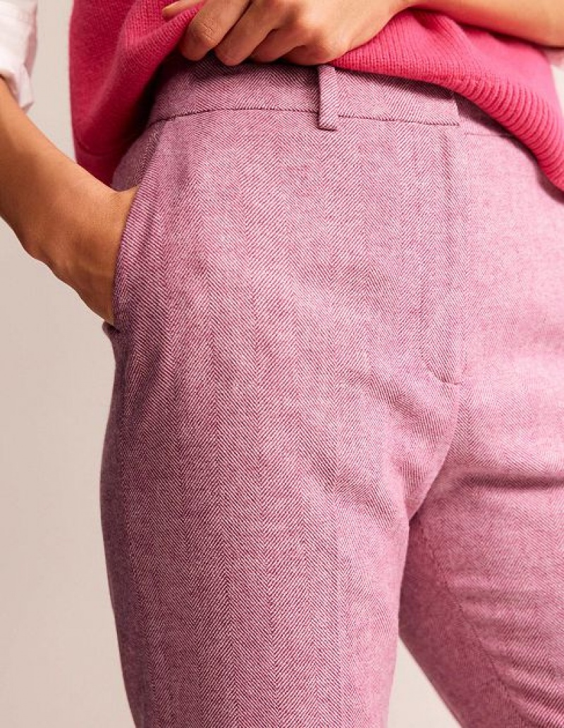 Pink Women's Boden Kew Wool Pants | 96583DBIL