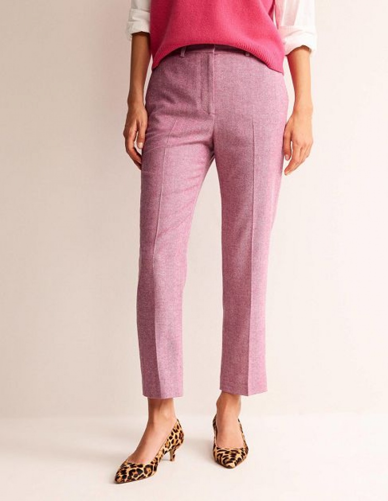 Pink Women's Boden Kew Wool Pants | 96583DBIL