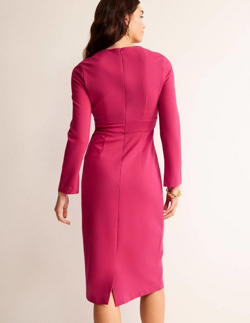 Pink Women's Boden Nadia Jersey Midi Dress | 01854QVDK