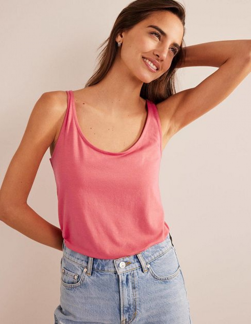 Pink Women\'s Boden Open Back Tanks | 82950ZBGF