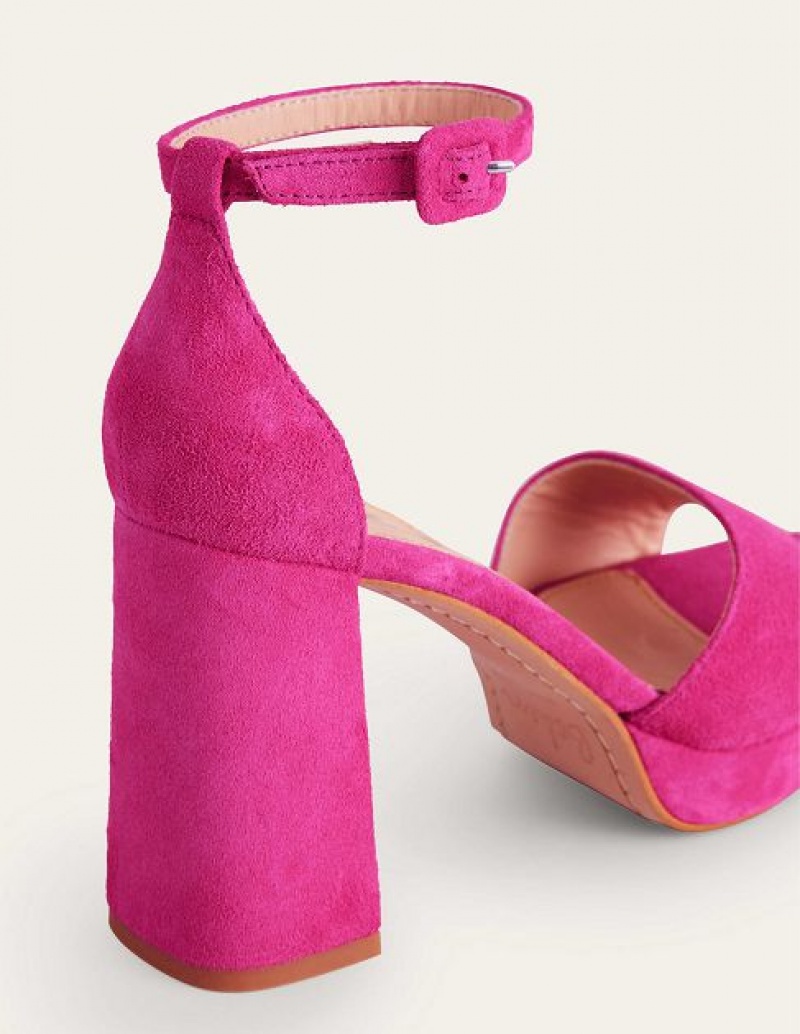 Pink Women's Boden Platform Heeled Sandals | 23845PKAI