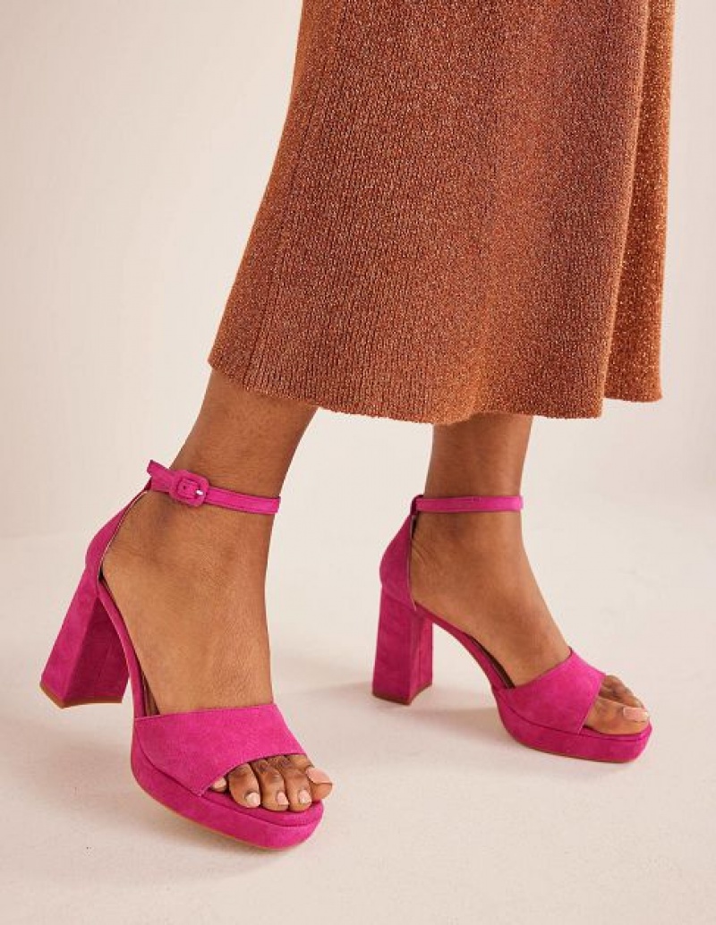 Pink Women's Boden Platform Heeled Sandals | 23845PKAI