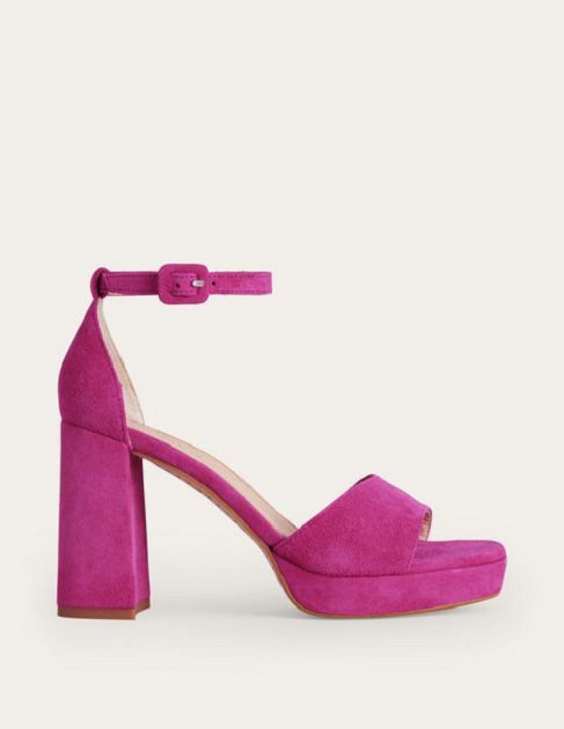 Pink Women's Boden Platform Heeled Sandals | 23845PKAI