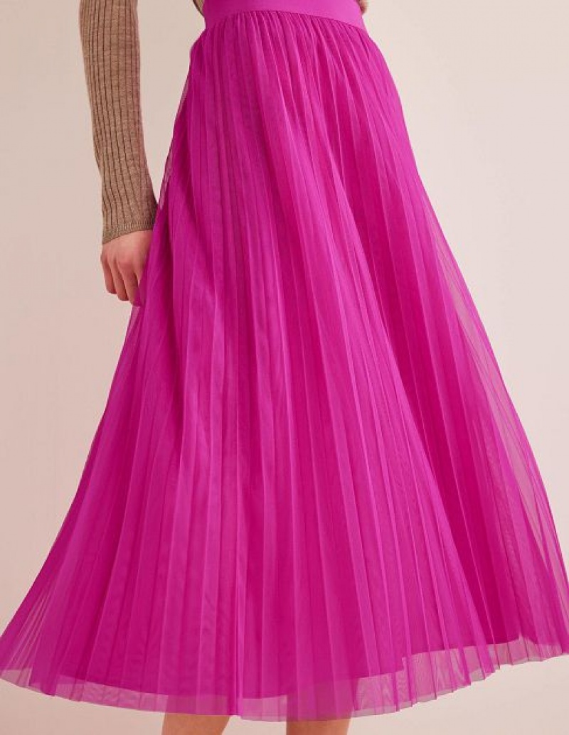 Pink Women's Boden Pleated Tulle Skirts | 45102BUVR