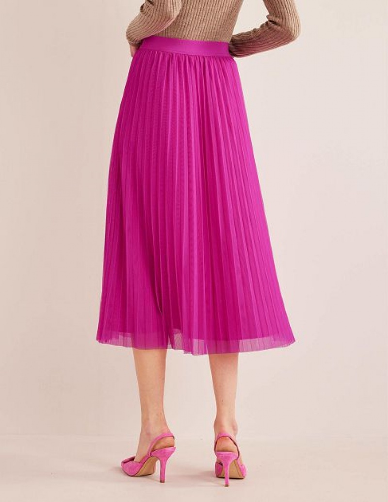 Pink Women's Boden Pleated Tulle Skirts | 45102BUVR