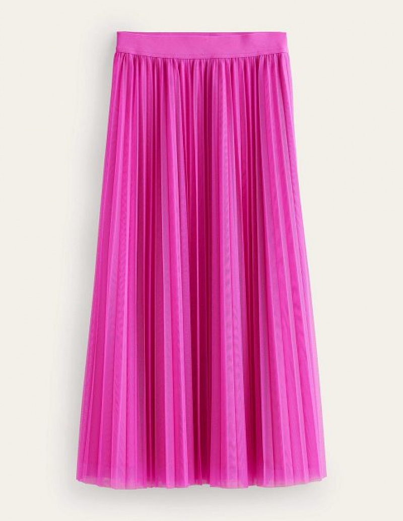 Pink Women's Boden Pleated Tulle Skirts | 45102BUVR