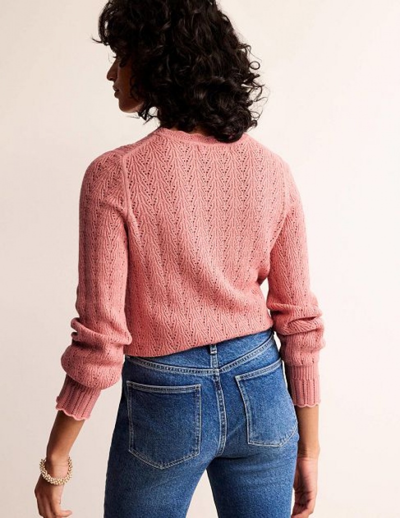 Pink Women's Boden Pointelle Stitch Sweaters | 73154FBUZ