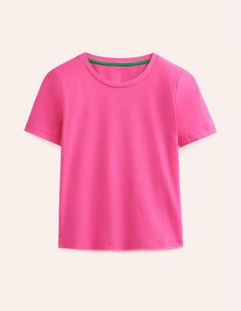 Pink Women's Boden Pure Cotton Crew T-Shirt | 02849ASMG