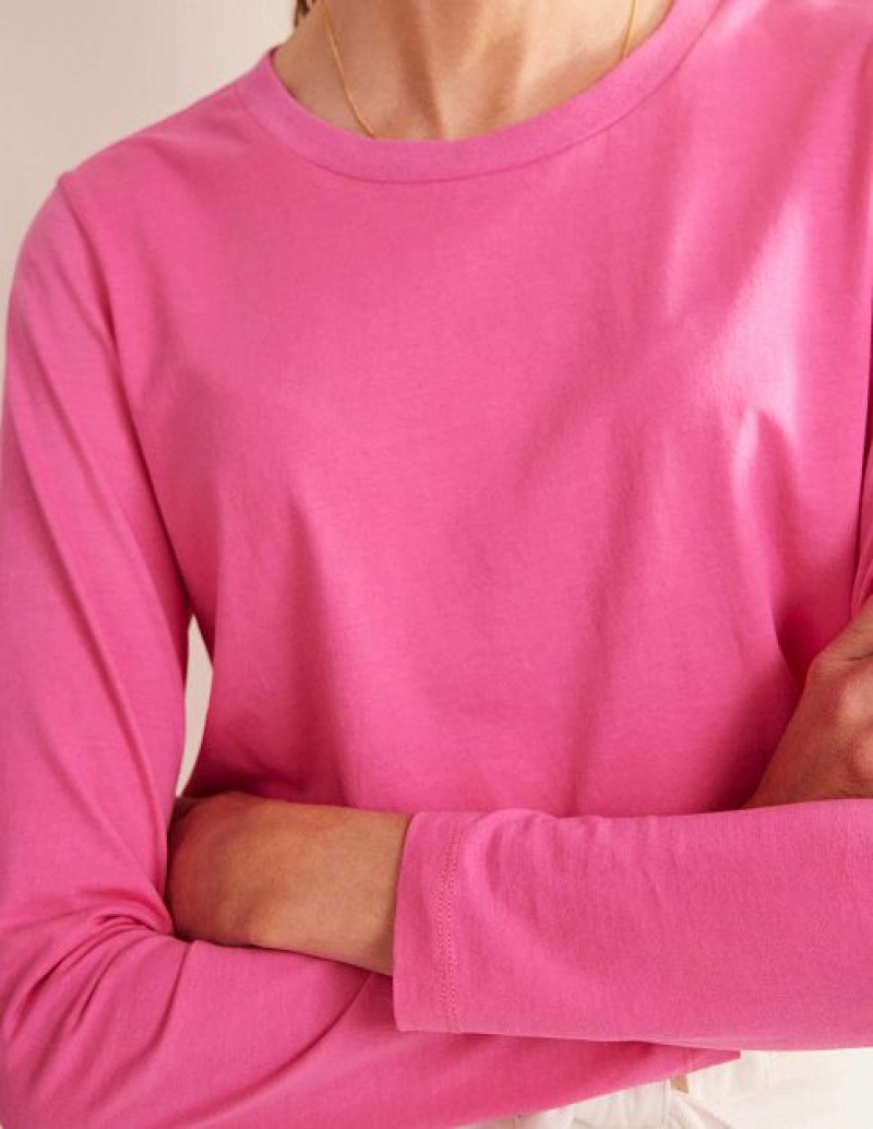 Pink Women's Boden Pure Cotton Long Sleeve Tops | 67431FAWX