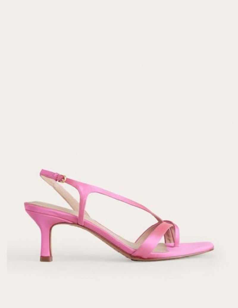 Pink Women's Boden Satin Low Heeled Sandals | 54261QXVU