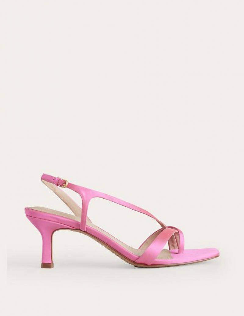 Pink Women\'s Boden Satin Low Heeled Sandals | 54261QXVU