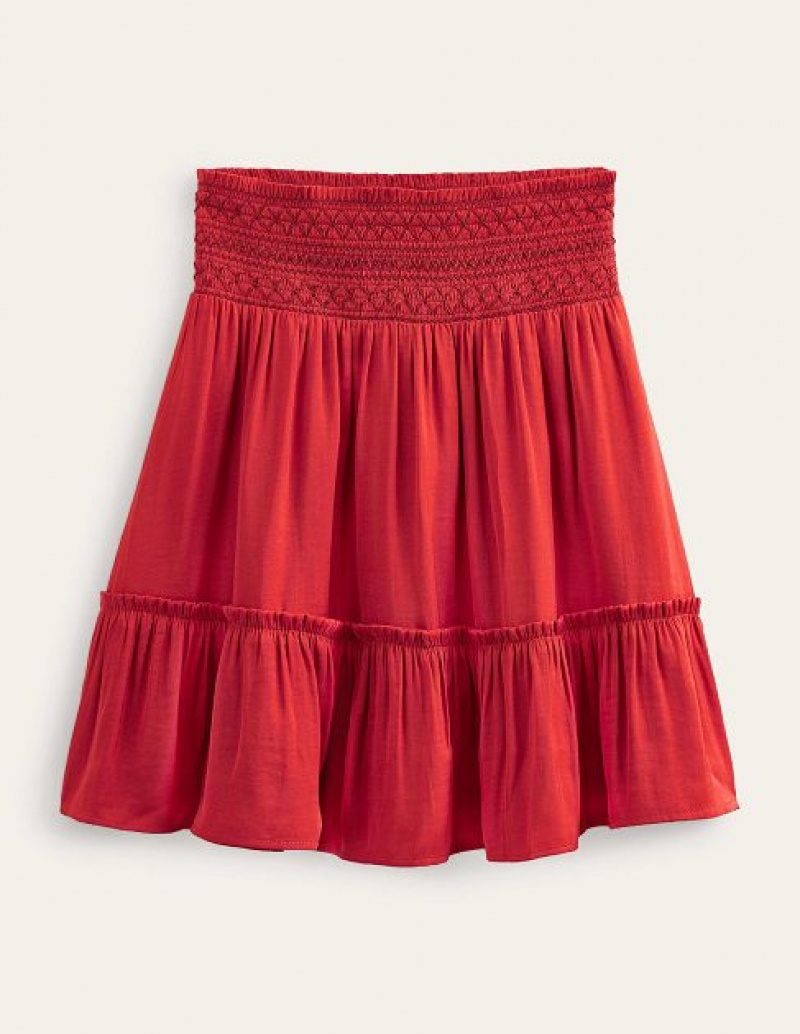 Pink Women's Boden Shirred Waist Skirts | 32817IBZK