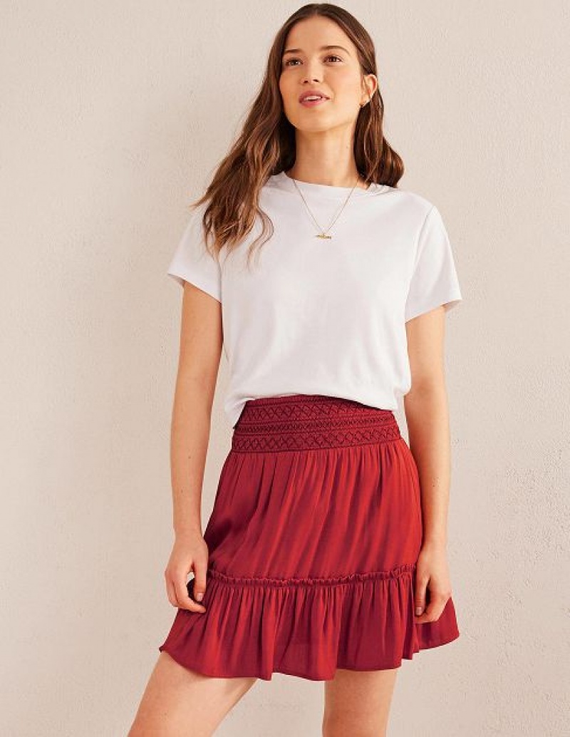 Pink Women\'s Boden Shirred Waist Skirts | 32817IBZK