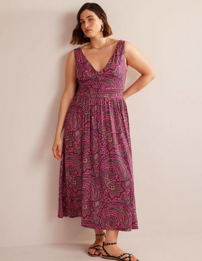 Pink Women's Boden Sleeveless Jersey Maxi Dress | 71460XPFD