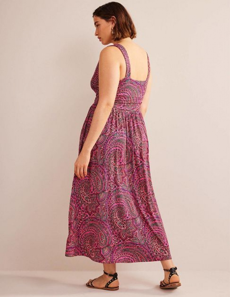 Pink Women's Boden Sleeveless Jersey Maxi Dress | 71460XPFD