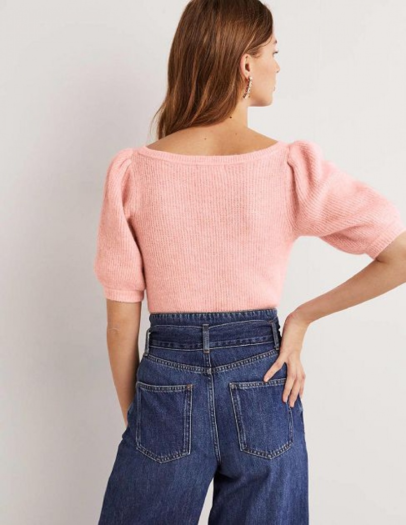 Pink Women's Boden Square Neck Fluffy Jumpers | 14506MXNA