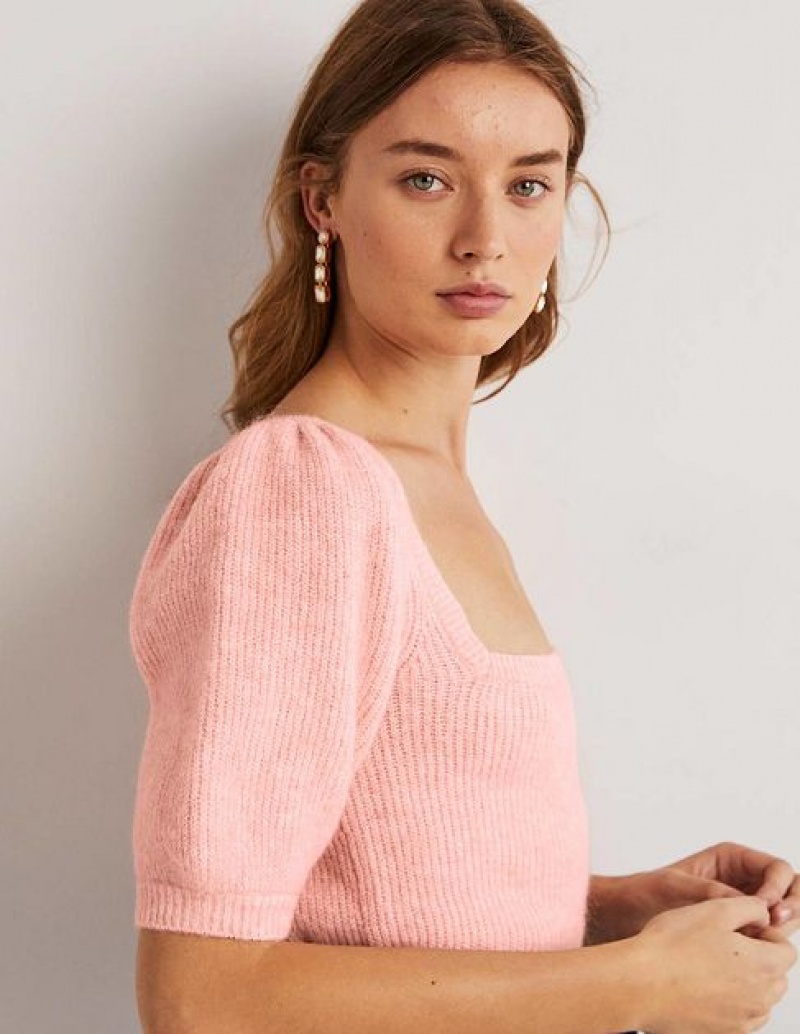 Pink Women's Boden Square Neck Fluffy Jumpers | 14506MXNA