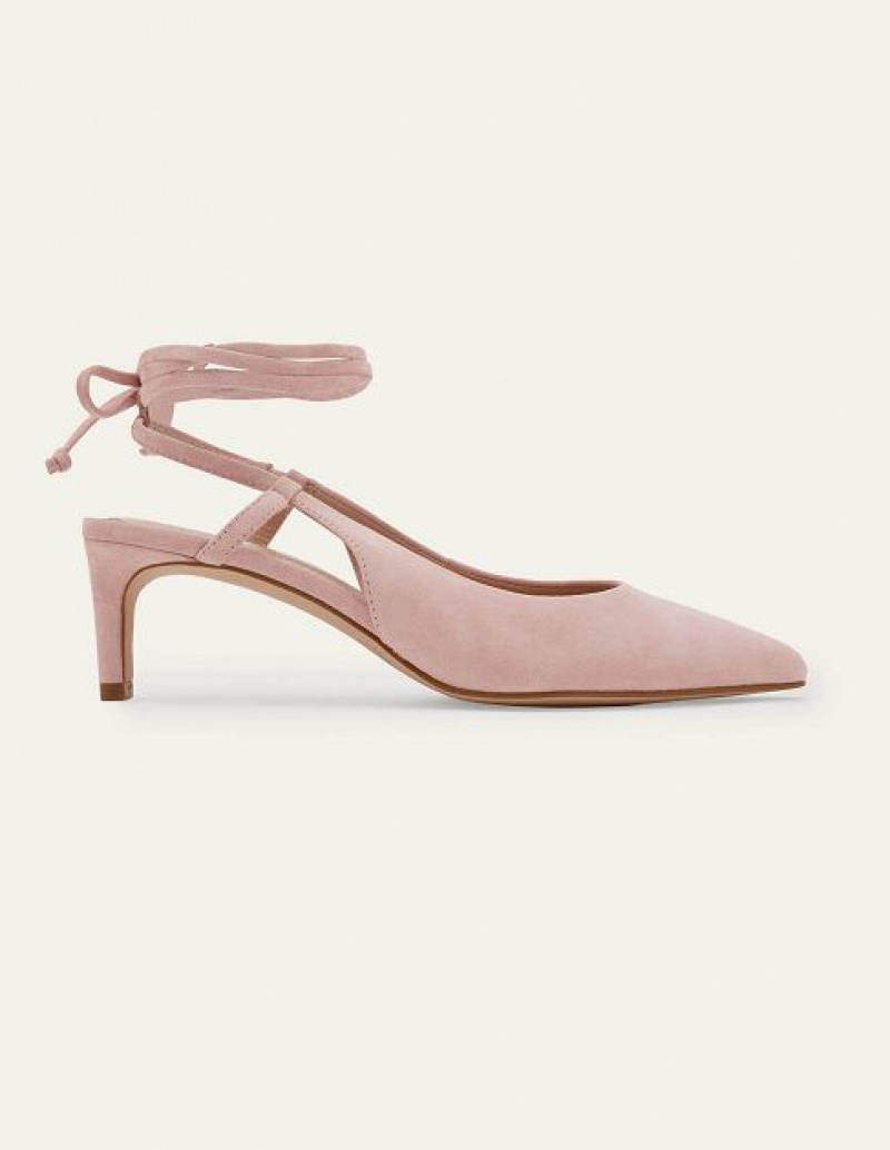 Pink Women's Boden Suede Ankle Tie Heels | 24519MXAU