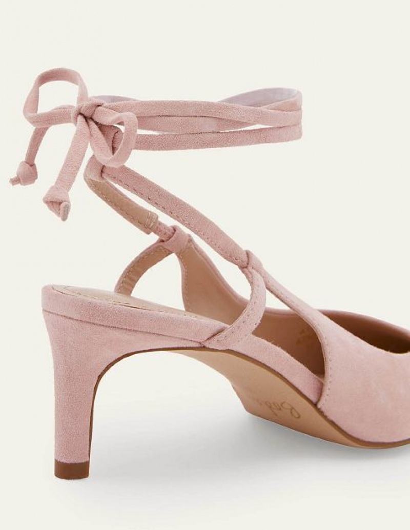 Pink Women's Boden Suede Ankle Tie Heels | 24519MXAU