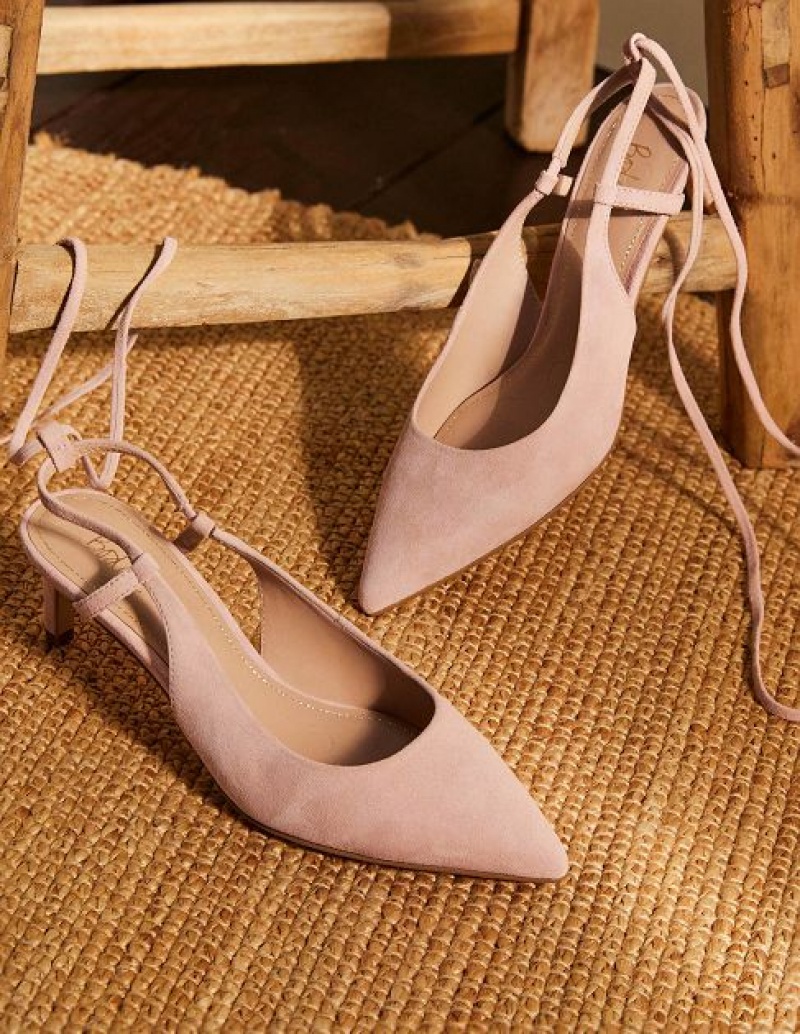 Pink Women\'s Boden Suede Ankle Tie Heels | 24519MXAU