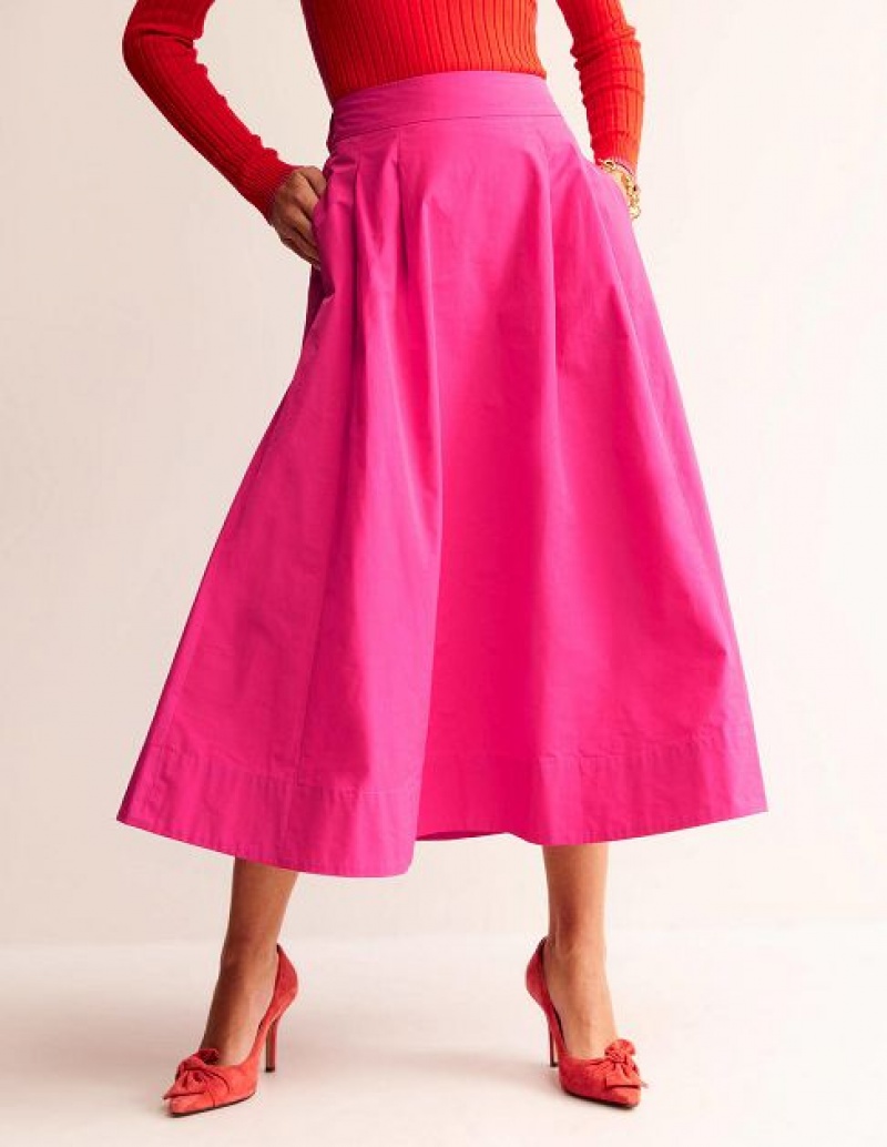 Pink Women's Boden Taffeta Pull-on Skirts | 97653RSOJ