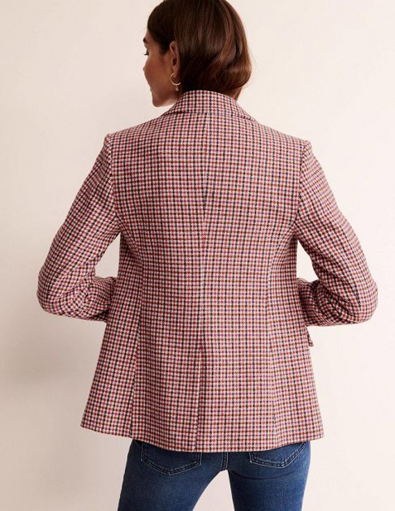 Pink Women's Boden The Marylebone Checked Blazers | 04763MLCR