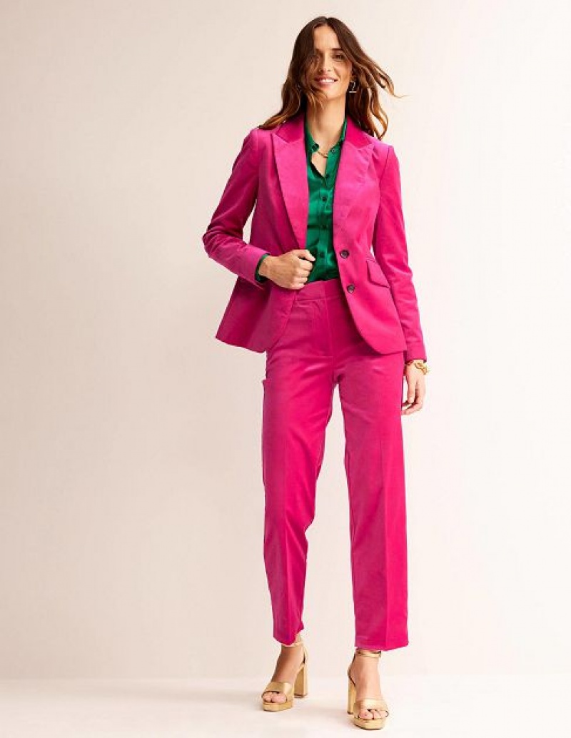 Pink Women's Boden The Marylebone Velvet Blazers | 51270ITXM