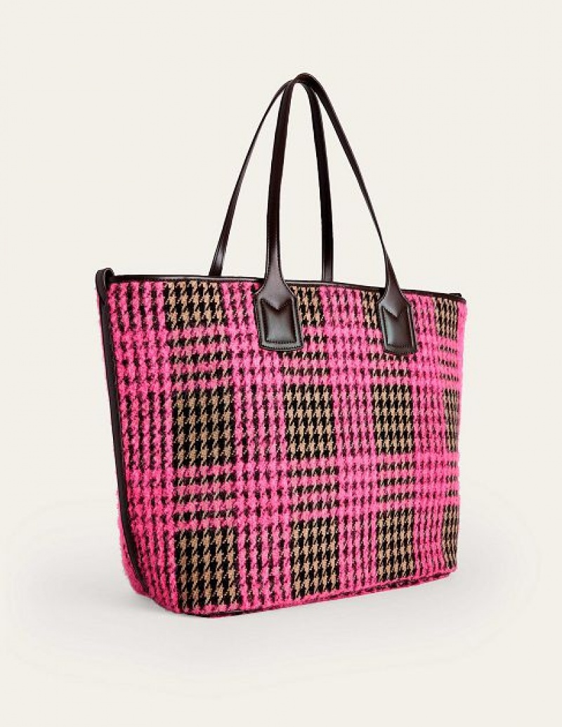 Pink Women's Boden Wool Trapeze Tote Bags | 73096HPYT