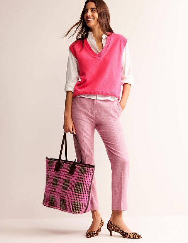 Pink Women's Boden Wool Trapeze Tote Bags | 73096HPYT