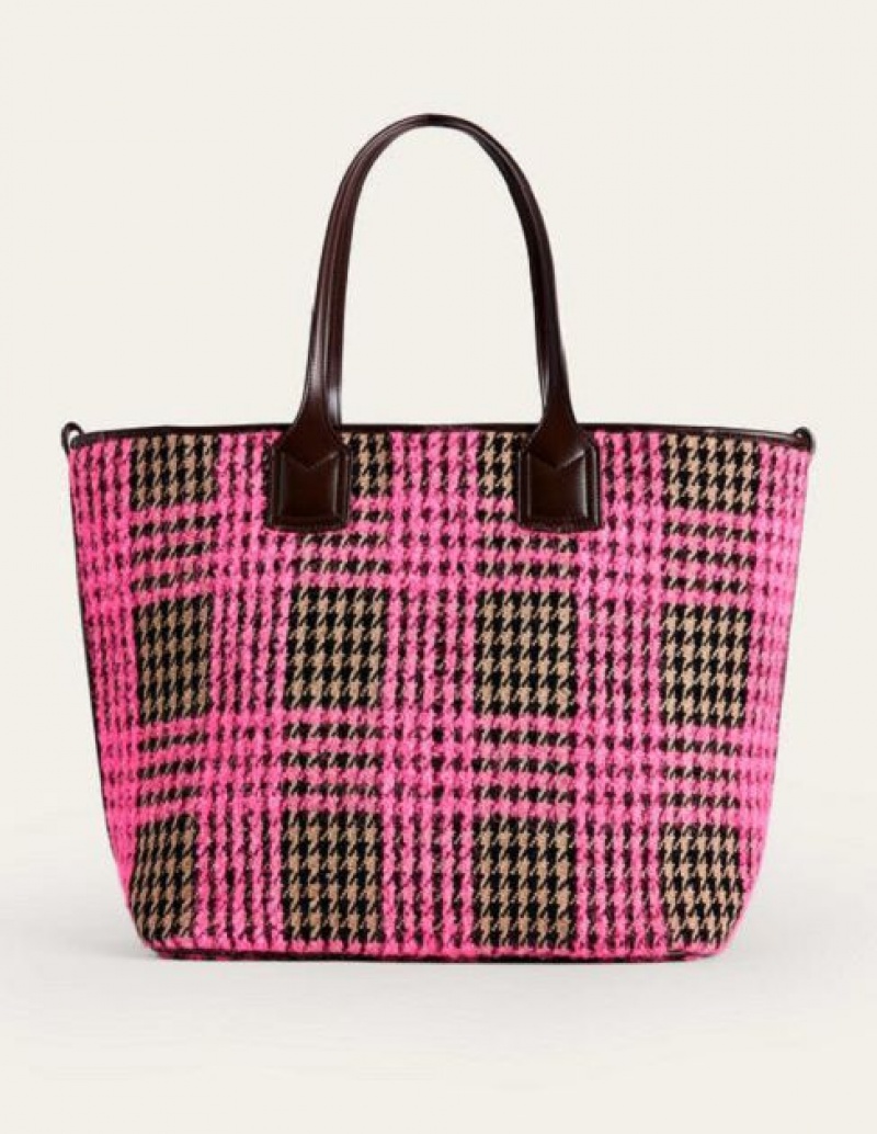 Pink Women's Boden Wool Trapeze Tote Bags | 73096HPYT