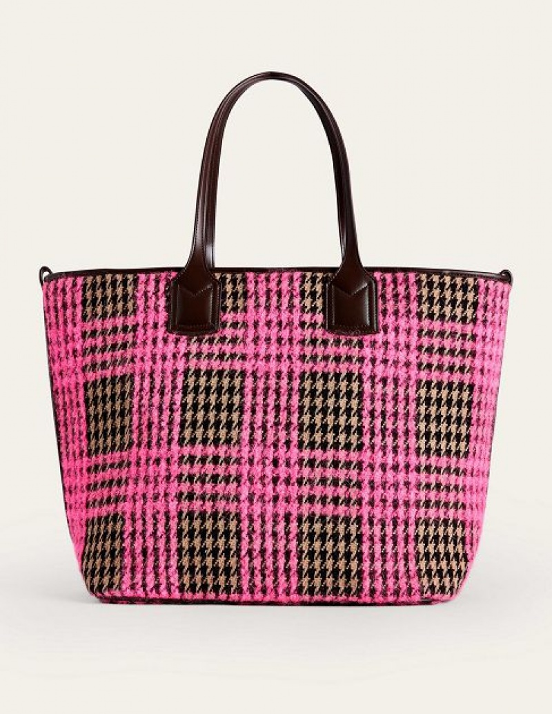 Pink Women\'s Boden Wool Trapeze Tote Bags | 73096HPYT